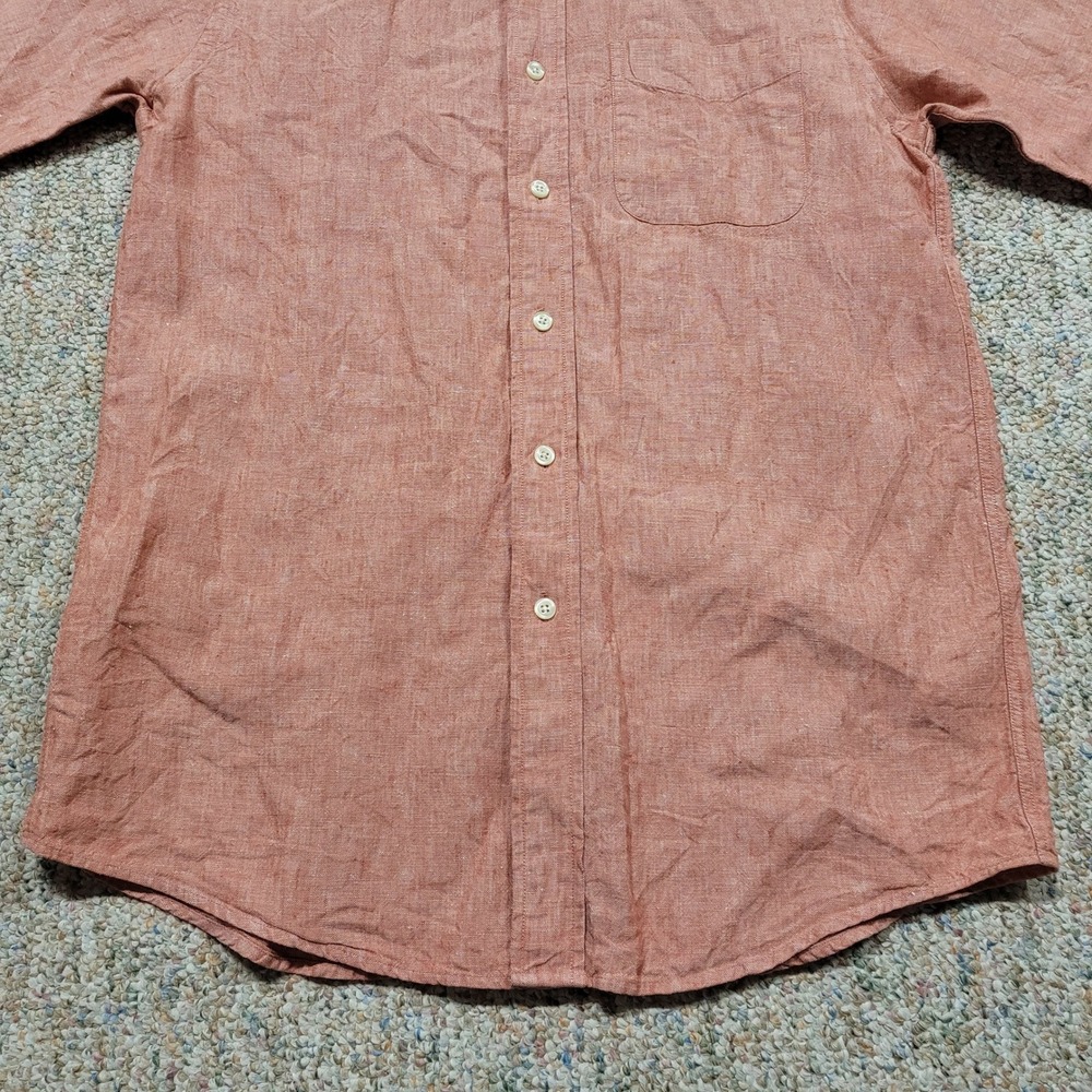 LL Bean Shirt Mens Small Red Linen Short Sleeve Button Down 0VV84 Outdoors - Picture 4 of 11